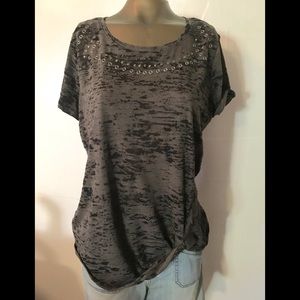 SALE🔥Rock Republic Black Burn Out Studded  Tshirt